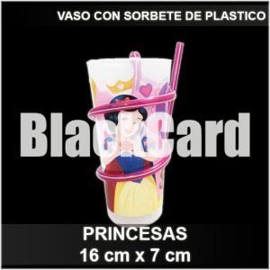 VASO CON SORBETE PRINCESAS DE PLASTICO 16X7CM