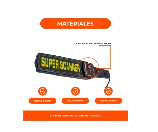 DETECTOR METAL SCANNER PORTÁTIL PARA SEGURIDAD - Imagen 2