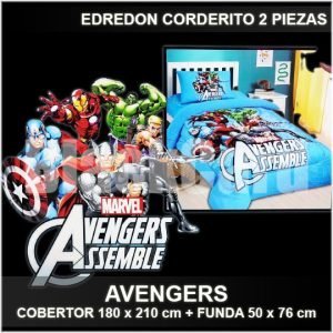 EDREDON CORDERITO 2 PIEZAS COBERTOR 180 x 210 CM + FUNDA 50 x 76 CM AVENGERS
