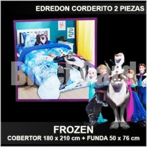 EDREDON CORDERITO 2 PIEZAS COBERTOR 180 x 210 CM + FUNDA 50 x 76 CM FROZEN