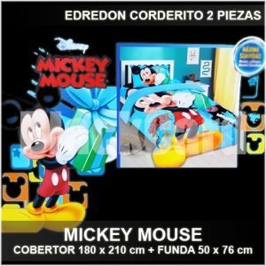 EDREDON CORDERITO 2 PIEZAS COBERTOR 180 x 210 CM + FUNDA 50 x 76 CM MICKEY MOUSE