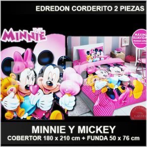 EDREDON CORDERITO 2 PIEZAS COBERTOR 180 x 210 CM + FUNDA 50 x 76 CM MINNIE Y MICKEY