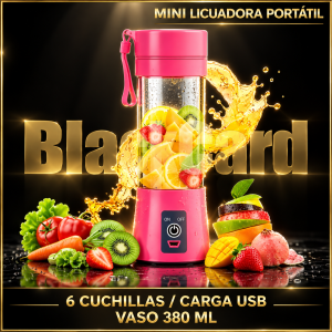 MINI LICUADORA PORTÁTIL 6 CUCHILLAS CARGA USB VASO 380 ML