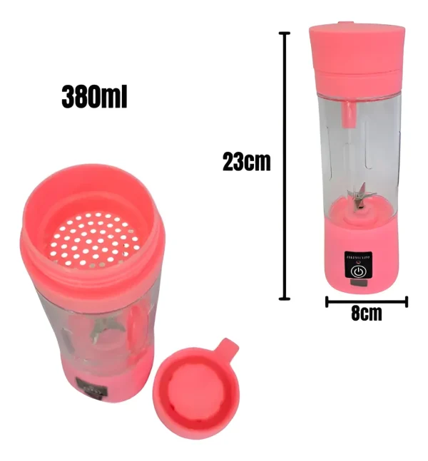 MINI LICUADORA PORTÁTIL 6 CUCHILLAS CARGA USB VASO 380 ML - Imagen 2