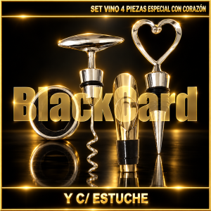 SET VINO 4 PIEZAS ESPECIAL CON CORAZÓN Y C/ESTUCHE