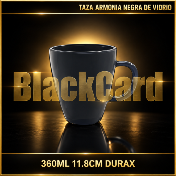 TAZA ARMONIA NEGRA DE VIDRIO 360ML 11.8CM DURAX