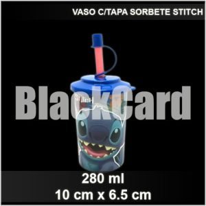 VASO C/TAPA SORBETE STITCH 280ML 10X6.5CM