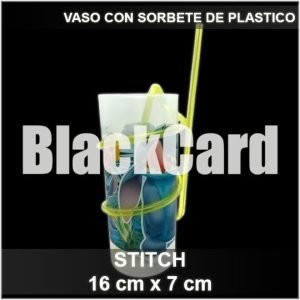 VASO CON SORBETE STITCH DE PLASTICO 16X7CM