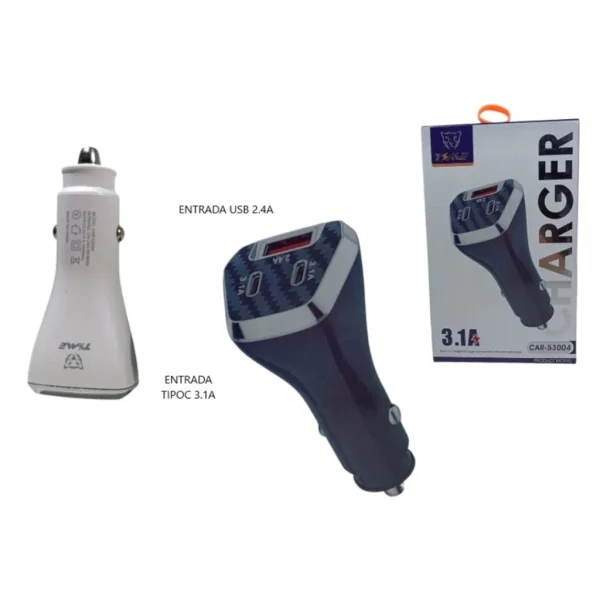 CARGADOR DE AUTO CARGA RÁPIDA 3.1A - Imagen 2