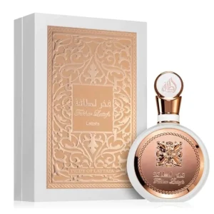 PERFUME ARABE LATTAFA FAKHAR FEMENINO ROSA Y BLANCO 100ML