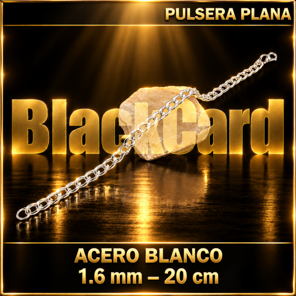 PULSERA PLANA (1.6MM - 20CM) (ACERO BLANCO)