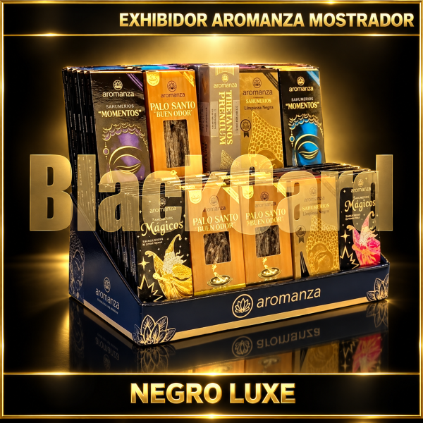 EXHIBIDOR AROMANZA MOSTRADOR NEGRO LUXE