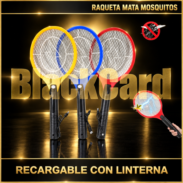 RAQUETA MATA MOSQUITOS RECARGABLE CON LINTERNA