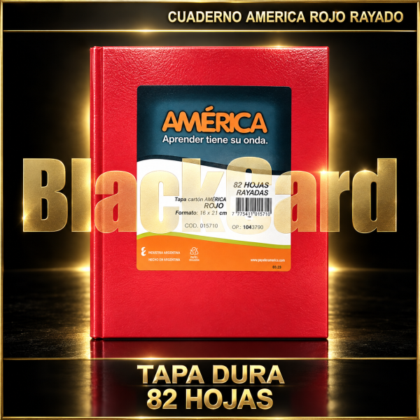 CUADERNO AMERICA T/D ARAÑA 82H ROJO RAYADO
