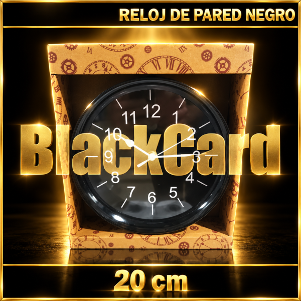 RELOJ DE PARED NEGRO x 20 CM