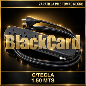 ZAPATILLA PC 5 TOMAS C/TECLA 1.50MTS NEGRO (ELECPR010)