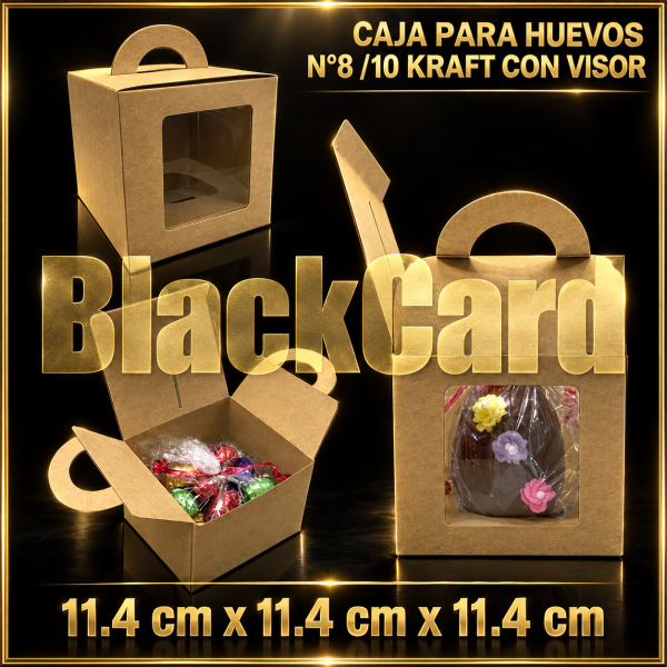 CAJA PARA HUEVOS N° 8 Y 10 KRAFT CON VISOR  (11 x 11 x 11)