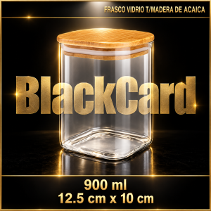 FRASCO DE VIDRIO T/MADERA DE ACAICA 900ML 12.5X10CM