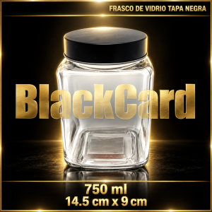 FRASCO DE VIDRIO TAPA NEGRA 750ML 14.5X9CM ZOKO