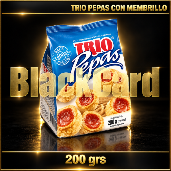 GALLETITAS TRIO PEPAS CON MEMBRILLO x 200 Grs