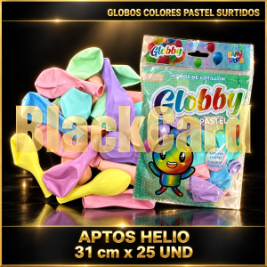 GLOBOS COLORES PASTEL SURTIDOS 31 cm x 25 und