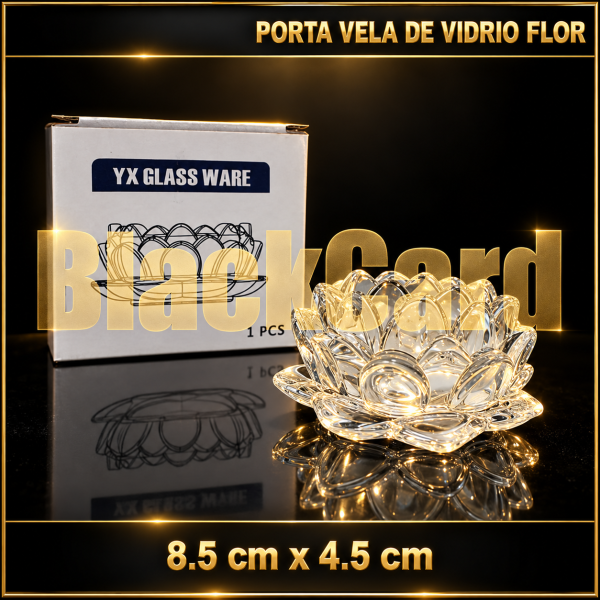 PORTA VELA DE VIDRIO FLOR 8.5X4.5CM