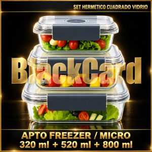 SET HERMETICO CUADRADO VIDRIO x3und