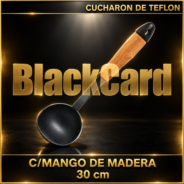CUCHARON DE TEFLON C/MANGO DE MADERA 30CM