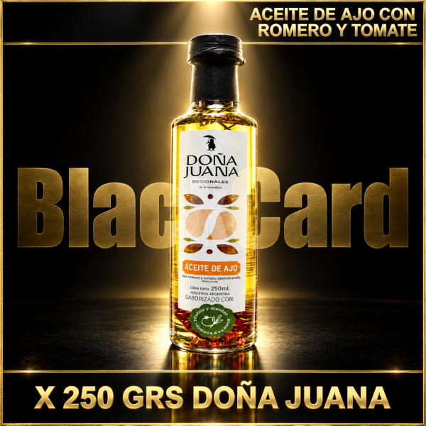 ACEITE DE AJO CON ROMERO Y TOMATE X 250 CC DOÑA JUANA
