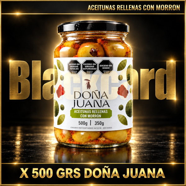 ACEITUNAS RELLENAS CON MORRON X 500 GRS DOÑA JUANA