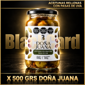 ACEITUNAS RELLENAS CON PASAS DE UVA X 500 GRS DOÑA JUANA