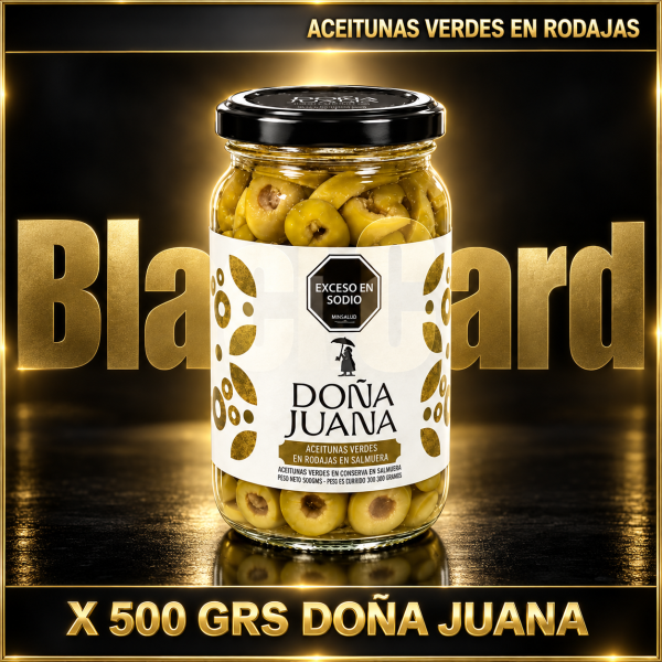 ACEITUNAS VERDES EN RODAJAS X 500 GRS DOÑA JUANA