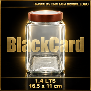 FRASCO D/VIDRIO TAPA SIMIL BRONCE 1.4L 16.5X11CM ZOKO