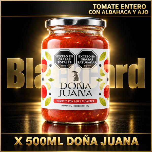 TOMATE ENTERO CON ALBAHACA Y AJO X 500 GRS DOÑA JUANA
