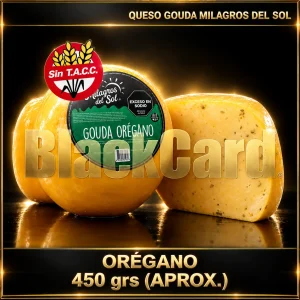 QUESO GOUDA OREGANO MILAGROS DEL SOL 450 GRS (APROX)