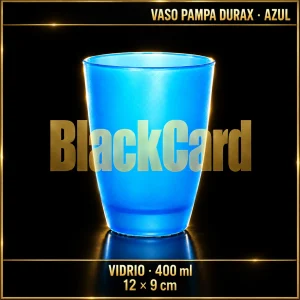 VASO PAMPA VIDRIO 400ML FLUOR AZUL 12X9CM DURAX