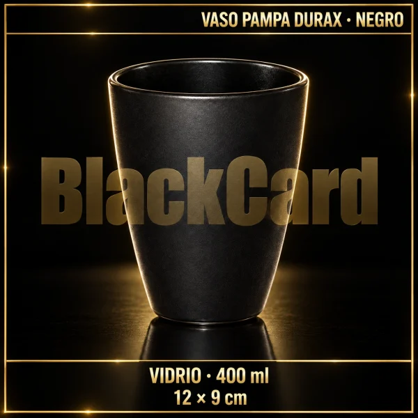 VASO PAMPA VIDRIO 400ML NEGRO 12X9CM DURAX