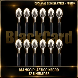 CUCHARA DE MESA MANGO PLASTICO NEGRO FUSION X12 CAROL