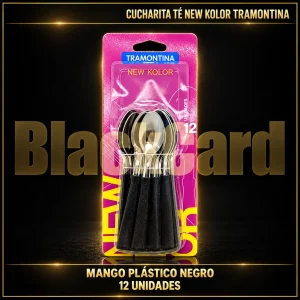 CUCHARITA TÉ NEW KOLOR MANGO PLÁSTICO NEGRO X12 TRAMONTINA