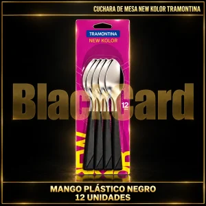 CUCHARA D/MESA NEW KOLOR M/PLASTICO NEGRO X12 TRAMONTINA