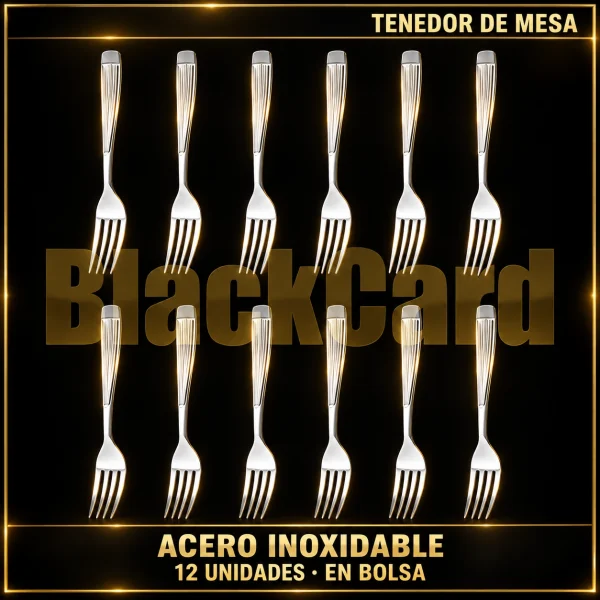 TENEDOR DE MESA ACERO INOXIDABLE X12 EN BOLSA