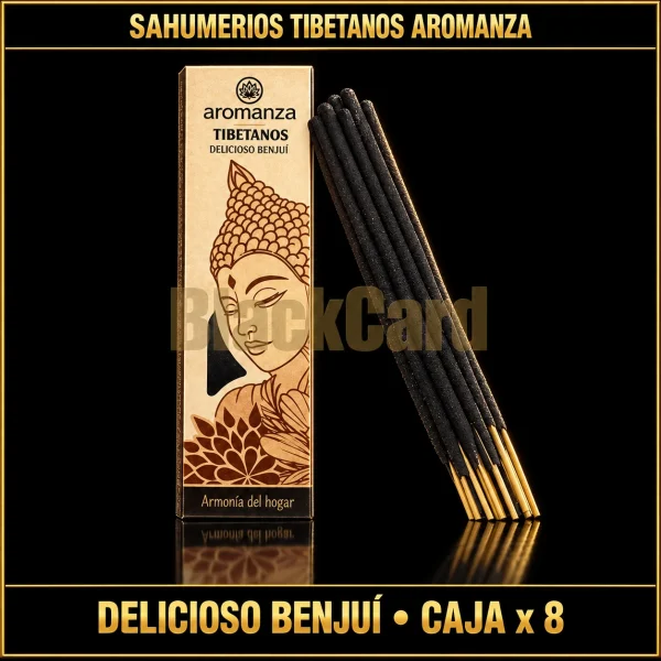 SAHUMERIOS TIBETANOS CAJA X8 DELICIOSO BENJUI (ARMONIA DEL HOGAR)