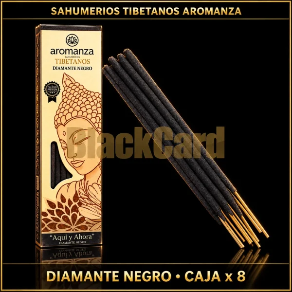 SAHUMERIOS TIBETANOS CAJA X8 DIAMANTE NEGRO (AQUI Y AHORA)