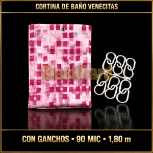 CORTINA DE BAÑO 90 MIC 'VENECITAS' CON GANCHOS 1.80MTS