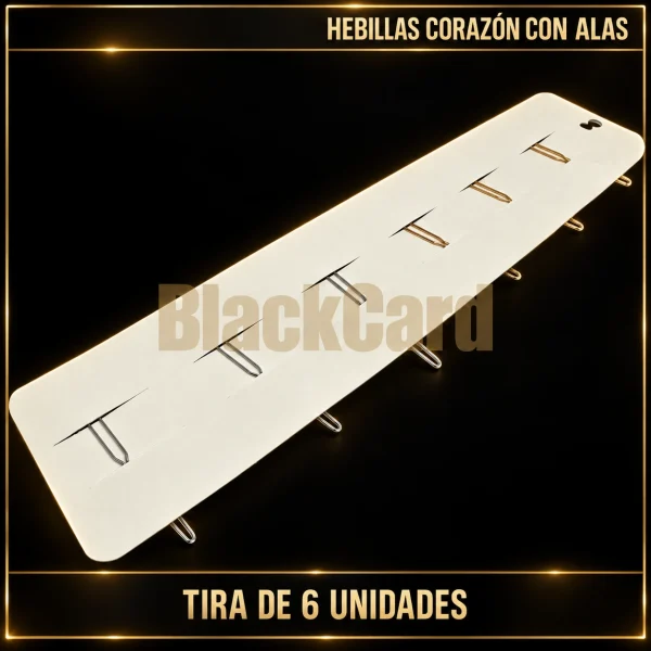 TIRA HEBILLAS X 6 UNIDADES - CORAZÓN CON ALAS - Imagen 2