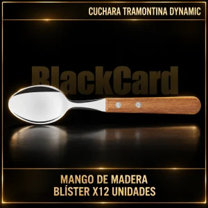 CUCHARA DE MESA DYNAMIC MANGO MADERA BLISTER X12 TRAMONTINA