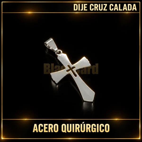 DIJE CRUZ CON CRUZ CALADA POR DENTRO (A.Q)