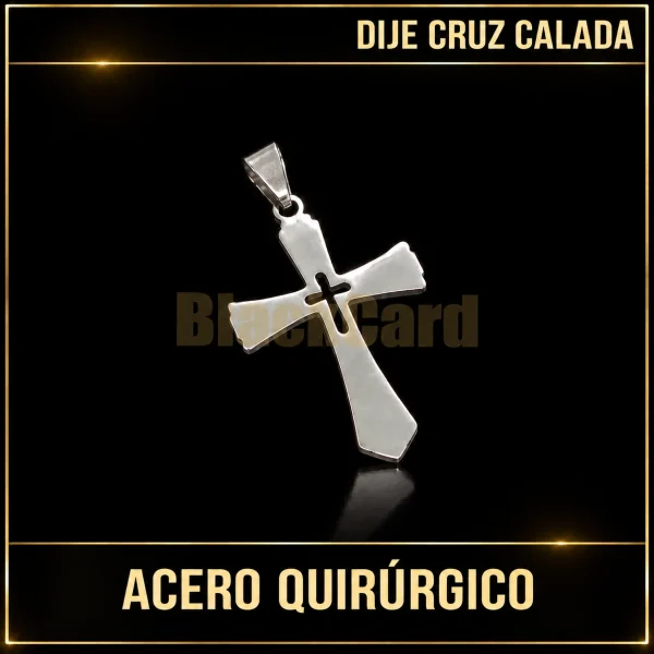 DIJE CRUZ CON CRUZ CALADA POR DENTRO (A.Q)