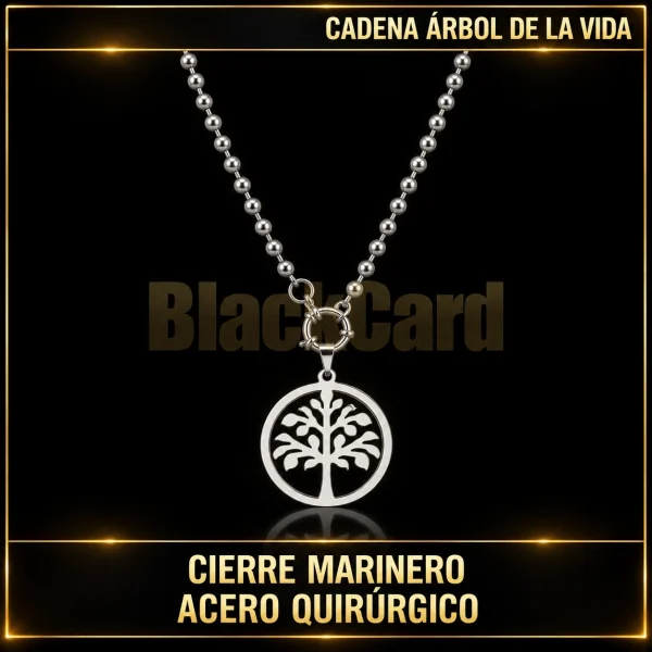 CADENA CIERRE MARINERO CON DIJE ÁRBOL DE LA VIDA (A.Q.)