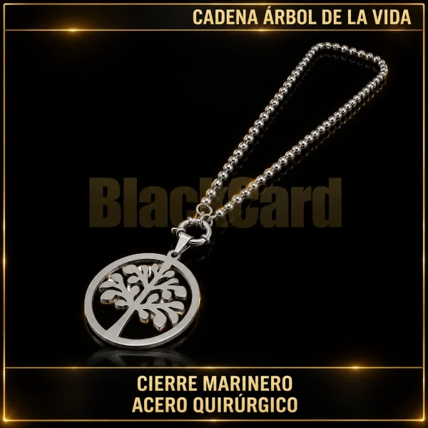 CADENA CIERRE MARINERO CON DIJE ÁRBOL DE LA VIDA (A.Q.)